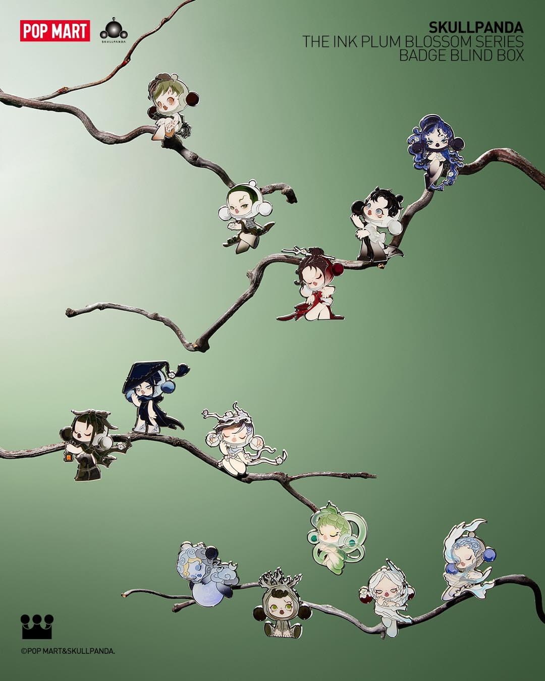 Pop Mart • SKULLPANDA The Ink Plum Blossom Series-Badge Blind Box (Set)